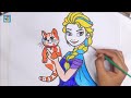 How to Draw A Cute Elsa Frozen From Disney Frozen, Drawing for kids | cute elsa drawing with cat