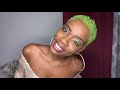 NEON  GREEN ON  NATURAL HAIR| From blonde to NEON green