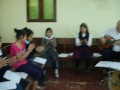 Children in T4T group singing Psalm 32:1,2, + 11