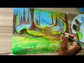 Intriguing fantasy Forest Acrylic Painting step by step (Satisfying)