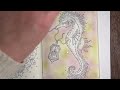 Let’s colour in Hanna Karlzon Atlantis ~ seahorse page with distress ink background