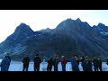 Prince Christian Sound, Greenland. A panoramic view from the bow of the MS Volendam. 8-3-2024