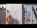 How to Draw and Paint an Architectural Scene | Urban Sketching with Ink & Watercolor | Full Process