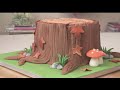 Woodland Tree Trunk Cake with a Fondant Fox | Forest Theme Cake