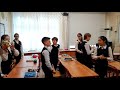 Vocabulary game with a ball. English classroom