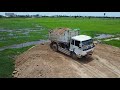 Start a new perfect project, Complete100%, Landfill Using a Komatsu D20P bulldozer, 5Ton dump truck