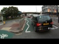 Cyclist skims car -  no indicator -  Get out the cycle lane