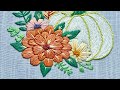 Orange Dahlia & Pumpkin White | Embroidery Design || Embroidery for tutorial.