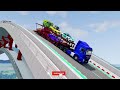 TRANSPORTING PIXAR CARS & FRUITS WITH COLORED & JOHN DEERE vs CLAAS vs TRACTORS  BeamNG.drive