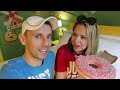 ONLY eating THEME PARK FOOD for 24HRS!!! 🍩🍔🍿 Food challenge