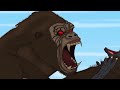 KONG Rescue GODZILLA From SPIDER SHARK: Down The Stairs | GODZILLA & SHARK Cartoon Compilation