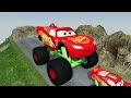 TRANSPORTING PIXAR CARS & FRUITS WITH COLORED & JOHN DEERE vs CLAAS vs TRACTORS - BeamNG.drive #983