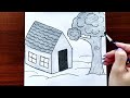 How to draw a house | Very easy house drawing | Scenery drawing easy