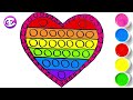 Desenhar e Colorir Coração Pop it - Desenhos para crianças