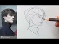 How to draw a face with an attractive angle / Tutorial / Practice