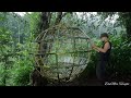 SOLO CAMPING HEAVY RAIN‼️ BUILD A BALL SHELTER WITH PLASTIC WRAP