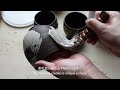 Making a Hakeme round cup from start to finish [陶芸] 刷毛目の丸湯呑みを作る