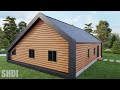 15m x 12m (49' x 39') Awesome and Peaceful Cabin House Design - Fabulous 4-Bedroom Wood Cabin Design