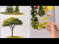 Painting Trees With A Fan Brush - Step By Step Acrylic Painting