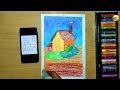 How To Draw House With Oil Pastel ||Step By Step||RY artist Pencilwala