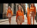 How to wear Tangerine orange for perfect classy look #outfits #arabfashion #fashionstyle #elegant