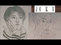 how to draw jungkook (JK) and kim taehyung (V) from ᗷTS⟭⟬ || drawing tutorial