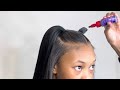 HOW TO: Two Ponytail Half Up Half Down Quick Weave