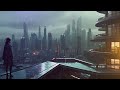 [1hour] Blade Runner vibes and ambient music. A woman looking down on a rainy city from a skyscraper