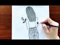 Very easy girl drawing | Easy girl backside drawing | Pencil sketch
