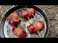 Solo Overnight Cold Weather Cowboy Camping in the Snow and Bacon Wrapped Kielbasa