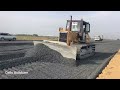 Road Construction !! Bulldozer Pushing Gravel and Grading Making a New Road