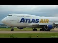 CLOSE UP 747 TAKE OFF! ATLAS AIR Boeing 747-400 departing Manchester Airport, MAN - RWY23L