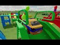 TRANSPORTING PIXAR CARS & FRUITS WITH COLORED & JOHN DEERE vs CLAAS vs TRACTORS - BeamNG.drive #983