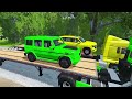 Double Flatbed Trailer Truck vs Speedbumps Train vs Cars | Tractor vs Train Beamng.Drive 001