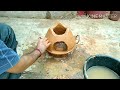 Wood stove making step by step/Clay stove cooking