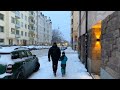 Snowy Winter Walk Stockholm, Sweden - Vasastan District 4K 60fps