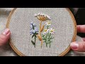 Embroidery with different stitches - Wildflowers. A fun way to transfer a design to fabric.