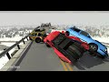 Collapsing Bridge Spike Strip Pileup Crashes #2 - BeamNG DRIVE | SmashChan