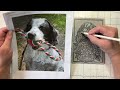 Making a Linocut Hand-Colored Card —with Dog!— for #RoseArtChallenge