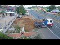 Drop soil bury the sewer system near the road. Highway drivers must be careful on the way.