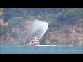 Fireboat in Action on Yerba Buena Island in San Francisco