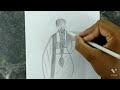 How to draw a cute back side girl with saare/ trending drawing/ step by step/ begging for drawing!!!