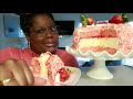 STRAWBERRY SHORTCAKE CHEESECAKE COOKING AND EATING