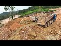 Heavy Dump Truck Gone Wrong Extremely Excavator Operation Help & Bulldozer Working On Mountains