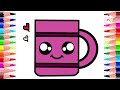 How to draw a cute cup, easy and simple, step by step