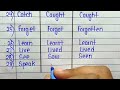 Verb forms V1, V2, V3 || 20 Verb list in English grammar || Present, past, past participle