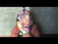 Gros pendentif labradorite rose orange bleu