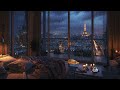 A Rainy Day in Cozy Bedroom ⛈️ Smooth Piano Jazz Music for Relaxing, Study and Work☕