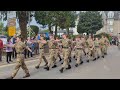 The Royal Regiment of Scotland marching through Alford.