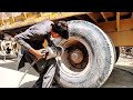 Truck tyre puncture | Amazing process of puncture tyre repairing | Old Works